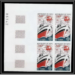 90554b Mali N°481 upu titanic bateau boat 1983 Non dentelé imperf ** MNH satellite telecom bloc 4