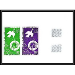 90570 Djibouti N°129 upu Essai proof Non dentelé imperf ** MNH bande 3 strip colombe dove satellite paris eiffel telecom