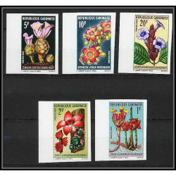 90592a Gabon (gabonaise) N°243/247 fleurs fleur flower flowers non dentelé imperf MNH ** zingiber gingembre cola acanth