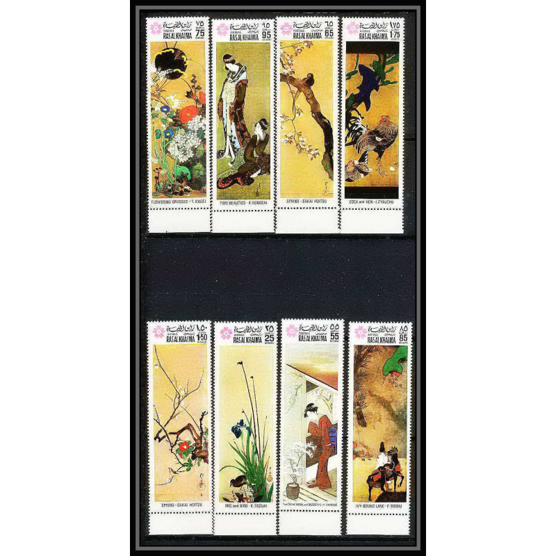 441a Ras Al Khaima MNH ** Mi N°426/433 A osaka expo 70 Exposition universelle world exhibiton tableaux japanese painting