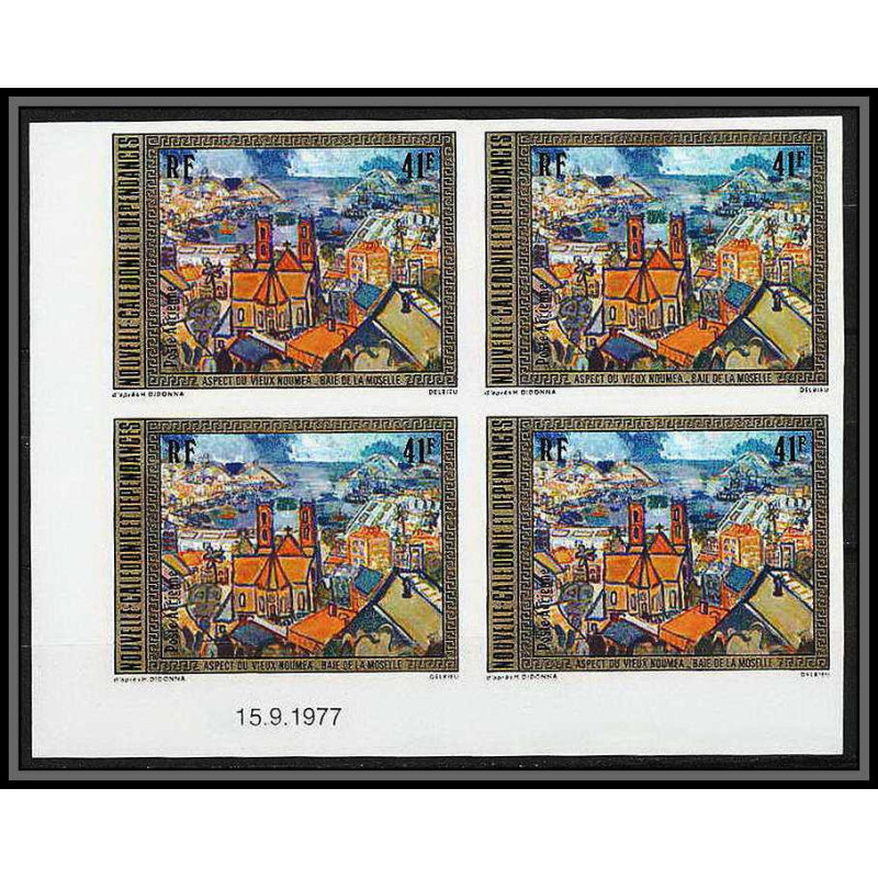90858 caledonie N°182 impressionisme Nouméa moselle didonna coin daté 1977 Non dentelé imperf ** MNH Tableau Painting