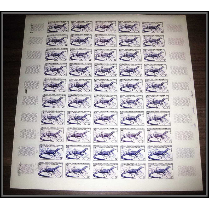 90967 afrique équatoriale AEF N°231 Mi 296 varan varanus dragon feuille sheet Essai proof Non dentelé imperf ** MNH
