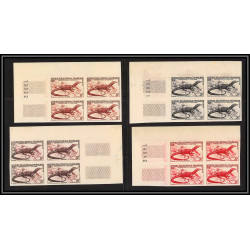 90970a 4 blocs 4 afrique équatoriale AEF N°231 Mi 296 varan varanus dragon Essai proof Non dentelé imperf ** MNH