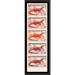 90973 afrique équatoriale AEF N°231 Mi 296 varan varanus dragon Essai proof Non dentelé imperf ** MNH bande 5 strip