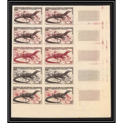 90974 N°231 varan varanus Essai proof Non dentelé imperf ** MNH bloc 10 carte maximum 1955 afrique équatoriale AEF 