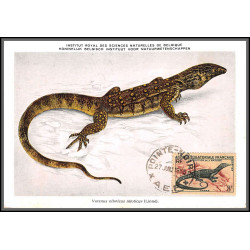 90974 N°231 varan varanus Essai proof Non dentelé imperf ** MNH bloc 10 carte maximum 1955 afrique équatoriale AEF 