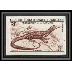 90976 afrique équatoriale AEF N°231 Mi 296 varan varanus dragon Essai proof Non dentelé imperf ** MNH marron