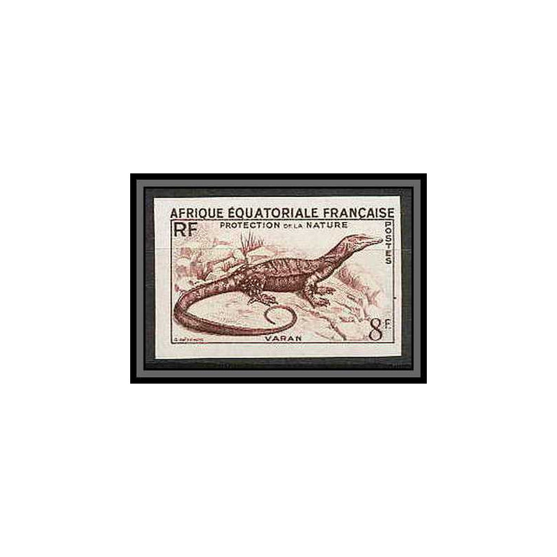 90976 afrique équatoriale AEF N°231 Mi 296 varan varanus dragon Essai proof Non dentelé imperf ** MNH marron