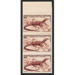 90976b afrique équatoriale AEF N°231 Mi 296 varan varanus dragon Essai proof Non dentelé imperf ** MNH marron bande 3
