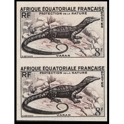90977b afrique équatoriale AEF N°231 Mi 296 varan varanus dragon Essai proof Non dentelé imperf ** MNH gris paire