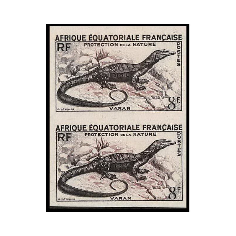 90977b afrique équatoriale AEF N°231 Mi 296 varan varanus dragon Essai proof Non dentelé imperf ** MNH gris paire