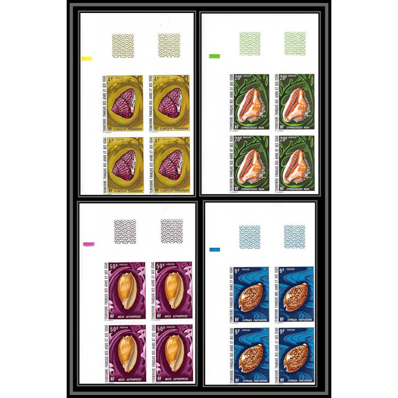 91606b Afars et Issas 1972 N°377 380 coquillages cote 340 euros bloc 4 Non dentelé imperf ** MNH shell shells