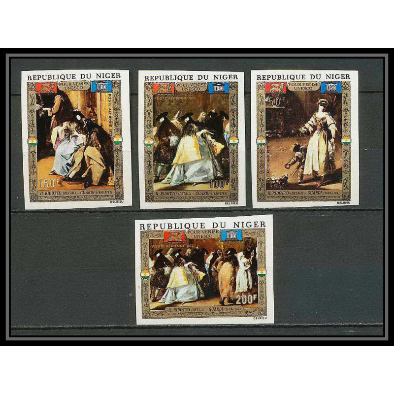 91720 Niger PA N°176/179 unesco 1972 Venise (Venice) Tableau (Painting) il ridotto Non dentelé ** MNH Imperf
