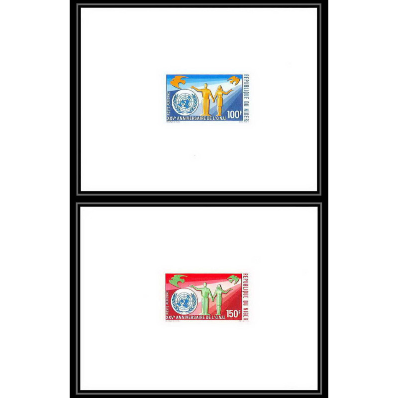 91745d Niger N°131 132 onu united nations uno colombe pigeon dove épreuve de luxe deluxe proof