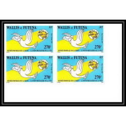 91758b Wallis et Futuna N°153 upu journee de la poste paix peace Non dentelé imperf ** MNH bloc 4 colombe dove