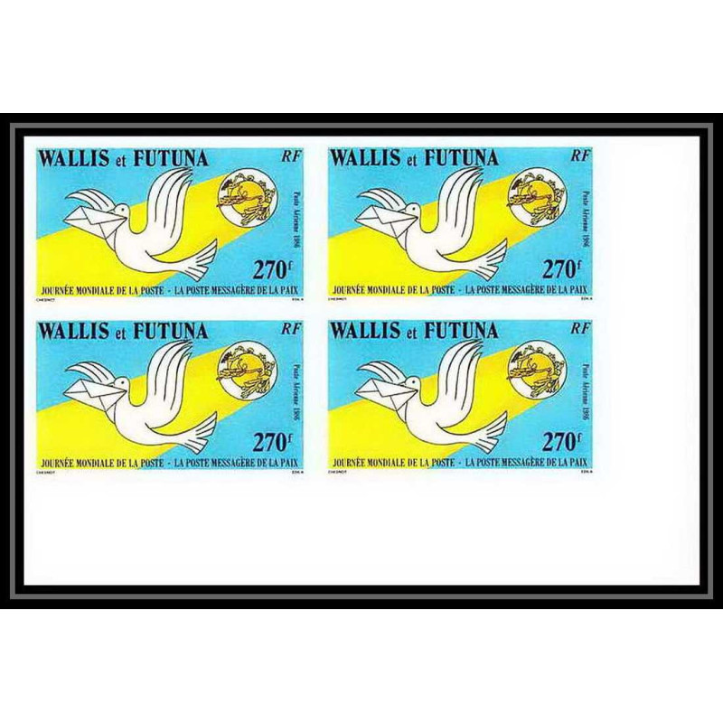 91758b Wallis et Futuna N°153 upu journee de la poste paix peace Non dentelé imperf ** MNH bloc 4 colombe dove