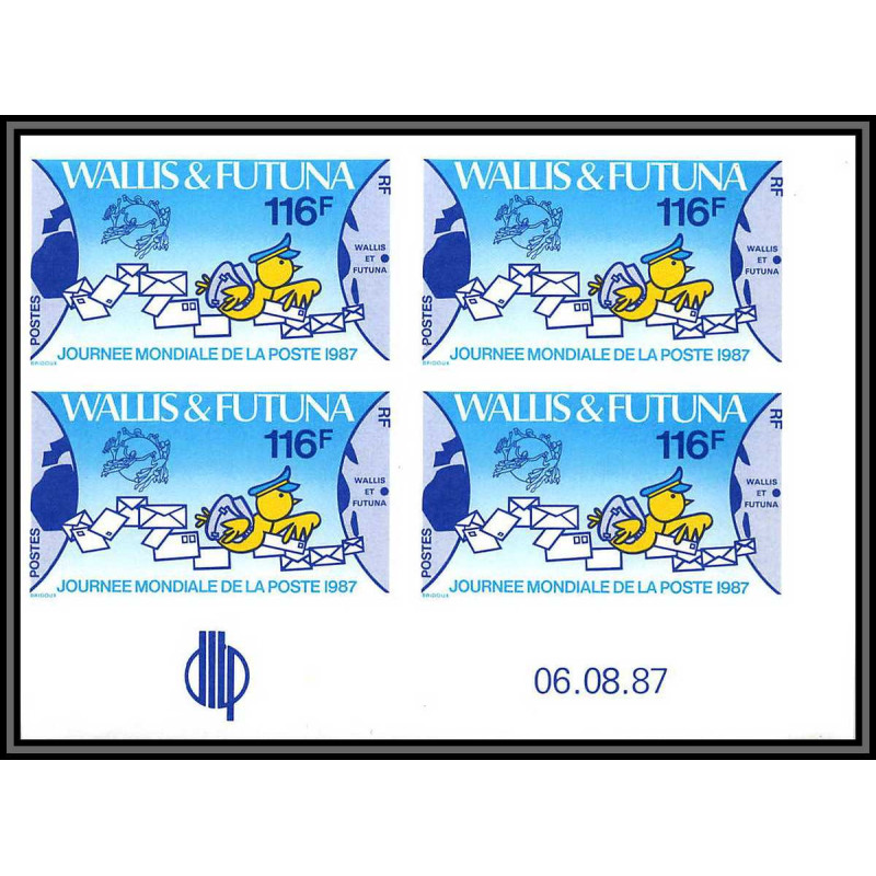 91759a Wallis et Futuna N°368 upu journée de la poste post 1987 Non dentelé imperf ** MNH coin daté