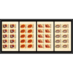 91821 Viet Nam (Vietnam) du nord N°668/671 mi 610/613 coquillages shells shell 1970 Non dentelé imperf bloc 10
