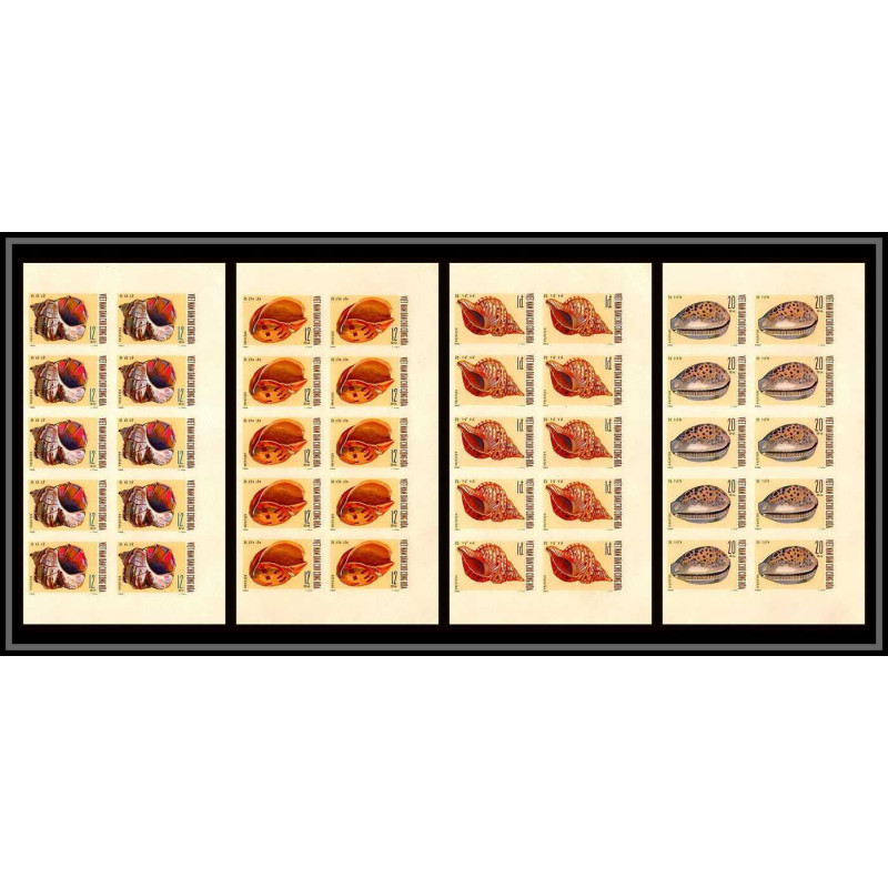 91821 Viet Nam (Vietnam) du nord N°668/671 mi 610/613 coquillages shells shell 1970 Non dentelé imperf bloc 10