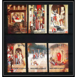 450a Umm al Qiwain MNH ** Mi N° 515 / 520 B Tableau tableaux easter paintings christ by memling Non dentelé imperf