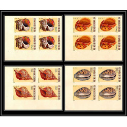 91821a Viet Nam (Vietnam) du nord N°668/671 mi 610/613 coquillages shells shell 1970 Non dentelé imperf bloc 4