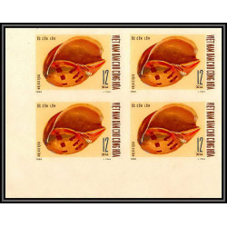 91821a Viet Nam (Vietnam) du nord N°668/671 mi 610/613 coquillages shells shell 1970 Non dentelé imperf bloc 4