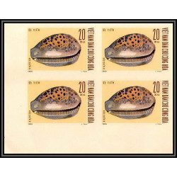 91821a Viet Nam (Vietnam) du nord N°668/671 mi 610/613 coquillages shells shell 1970 Non dentelé imperf bloc 4