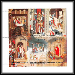451 Umm al Qiwain MNH ** Bloc N° 515 / 520 A ( Tableau tableaux easter paintings painting ) christ by memling flemish