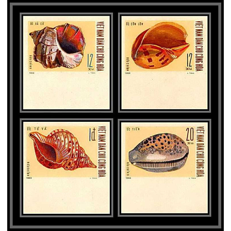 91821d Viet Nam (Vietnam) du nord N°668/671 mi 610/613 coquillages shells shell 1970 Non dentelé imperf 
