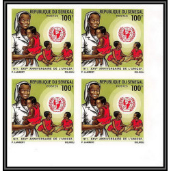 91847a Sénégal N°356/357 UNICEF 1971 enfant child children Non dentelé imperf ** MNH bloc 4