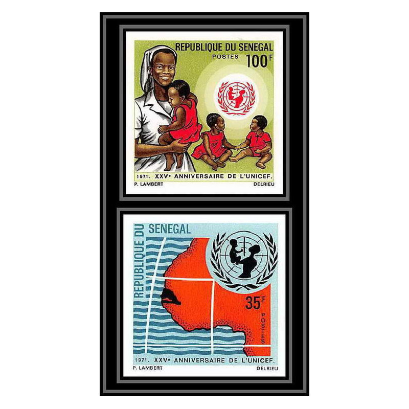 91847c Sénégal N°356/357 UNICEF 1971 enfant child children Non dentelé imperf ** MNH 