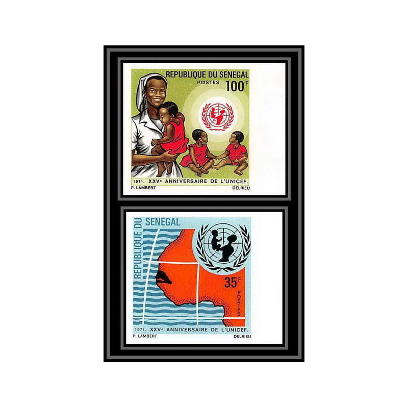 91847d Sénégal N°356/357 UNICEF 1971 enfant child children Non dentelé imperf ** MNH 