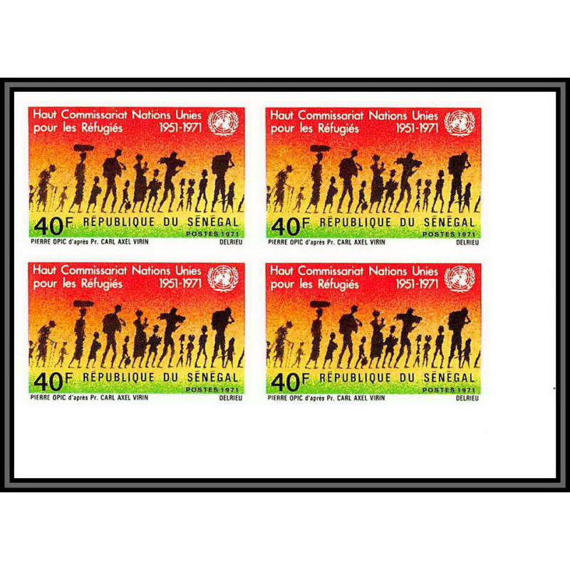 91854c sénégal N°341 commissariat refugiés refugee onu uno united nations unies Non dentelé imperf ** MNH bloc 4