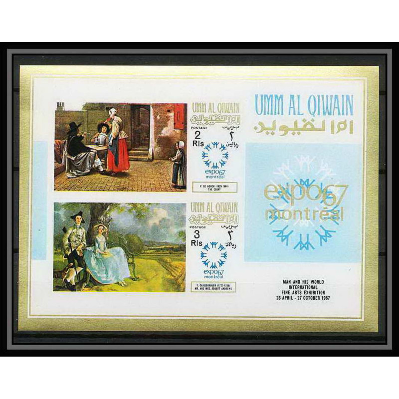 455 Umm al Qiwain MNH ** bloc N° 11 B expo 67 Tableau (Painting) Non dentelé imperf montreal Gainsborough