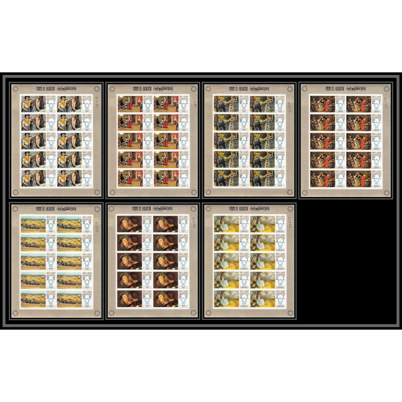 455a Umm al Qiwain MNH ** Mi N° 218 / 224 B expo 67 (tableaux paintings) non dentelé (Imperf) feuilles sheets 
