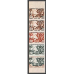 92037 Afrique Occidentale Francaise AOF 235 dahomey huile de palm palm oil Essai proof Non dentelé imperf ** MNH strip 5