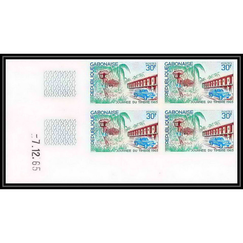 92132 Gabon (gabonaise) N°186 journée du timbres coin daté stamp's day 1965 Non dentelé imperf ** MNH