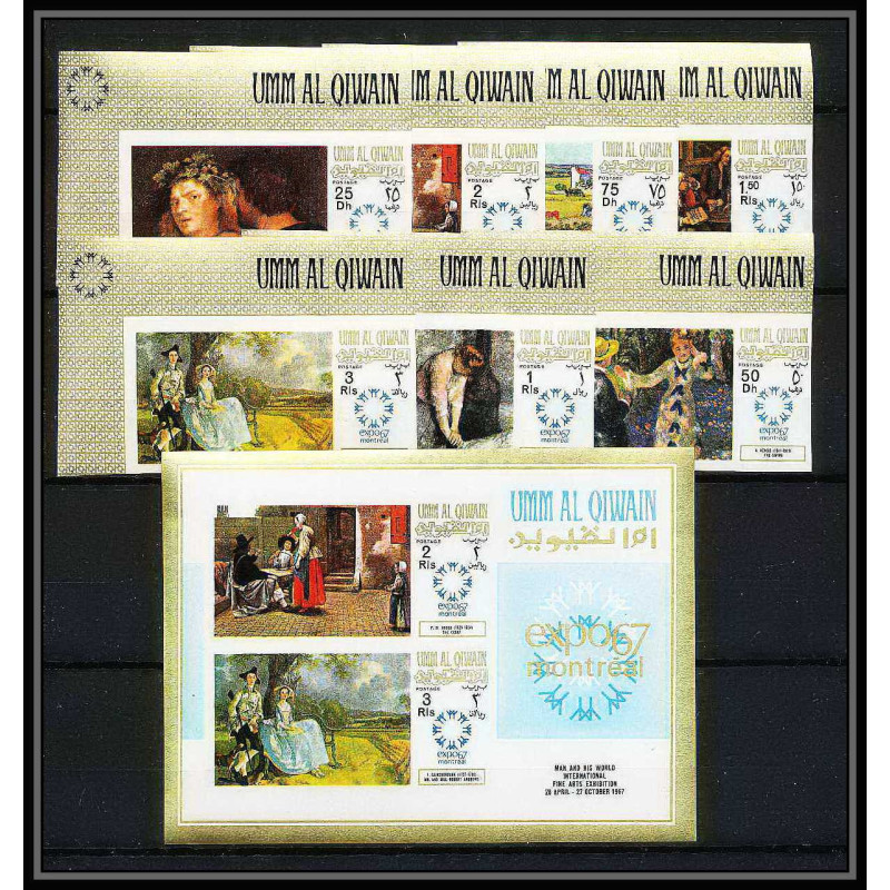 455c Umm al Qiwain MNH ** Mi N° 218 / 224 B bloc N° 11 B expo 67 Tableau (Painting) non dentelé (Imperf)