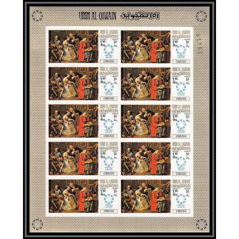 455g Umm al Qiwain MNH ** Mi N° 222 B Tableau (Painting) feuilles sheets William Hogarth Non dentelé imperf
