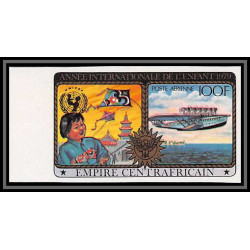 92208 centrafrique centrafricain année de l'enfant 1979 unicef avion plane Non dentelé imperf year of the child
