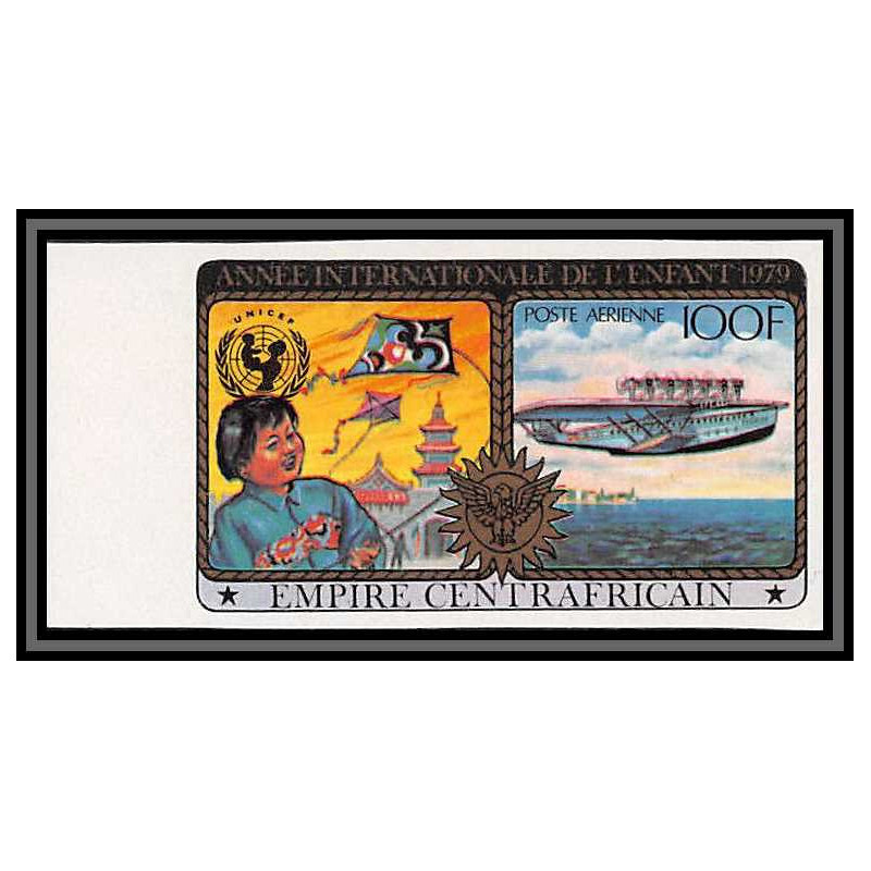 92208 centrafrique centrafricain année de l'enfant 1979 unicef avion plane Non dentelé imperf year of the child