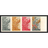 92250b Polynesie N°35 oeuvre Painting Cantines scolaires child draw Essai proof Non dentelé imperf ** MNH bande 5 strip