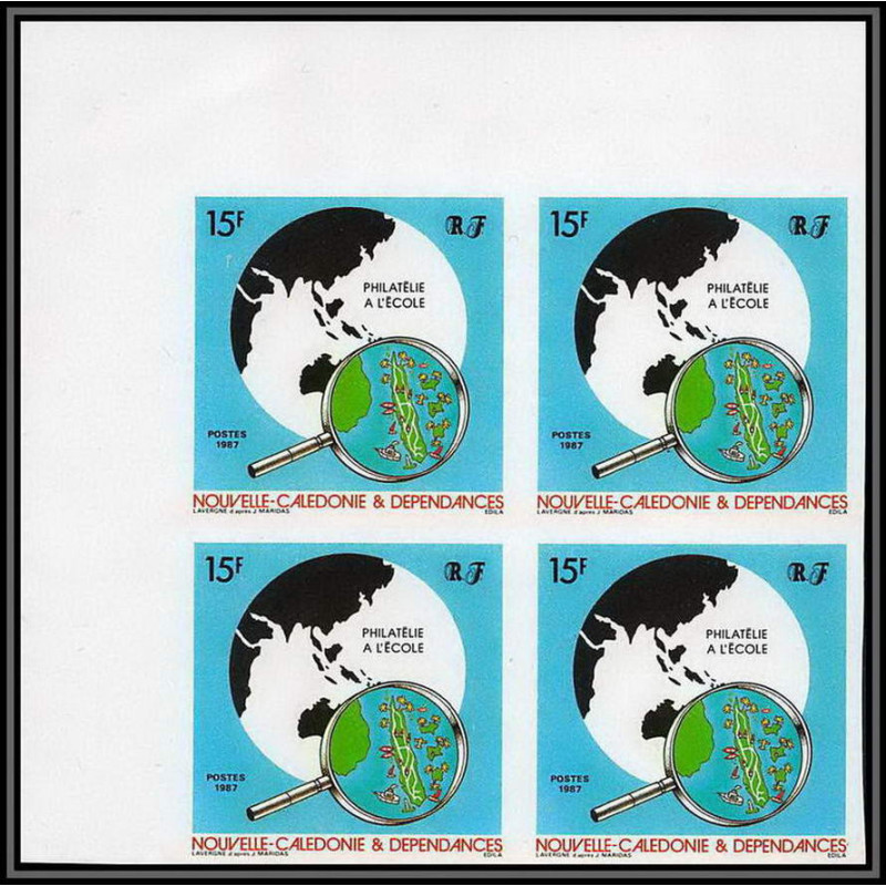 92316b Nouvelle-Calédonie N°545 la philatelie à l'ecole philately at school 1987 Non dentelé imperf ** MNH bloc 4