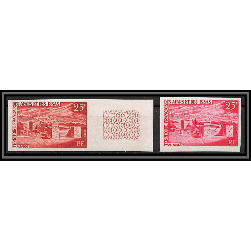 92330a Afars et Issas N°338 ali adde postes administratifs Essai proof Non dentelé imperf ** MNH lot de 2 couleurs
