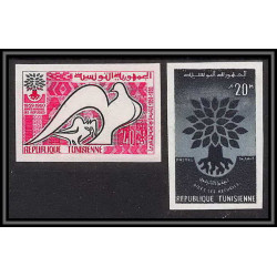 92524 Tunisie (tunisia) N°502/503 Année mondiale du réfugié refugees 1960 colombe dove Non dentelé imperf ** MNH