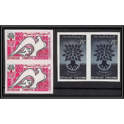 92524aTunisie (tunisia) N°502/503 Année mondiale du réfugié refugees 1960 colombe dove Non dentelé imperf ** MNH paire