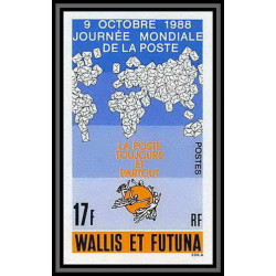 92549 Wallis et Futuna N°382 UPU journée mondiale de la poste 1988 World Post Day Non dentelé imperf ** MNH
