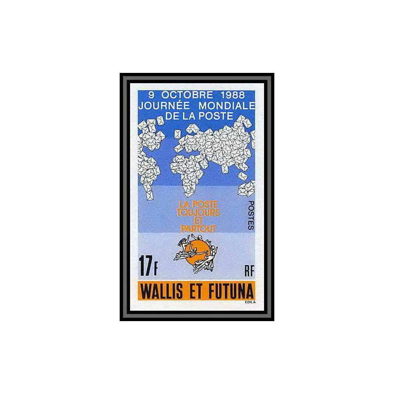 92549 Wallis et Futuna N°382 UPU journée mondiale de la poste 1988 World Post Day Non dentelé imperf ** MNH