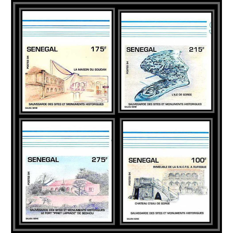 92730c Sénégal N°1104/1107 sauvegarde monuments historiques cultural UNESCO gorée 1994 Non dentelé ** MNH Imperf