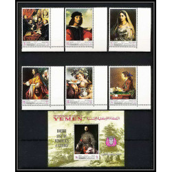 458a Yemen kingdom MNH ** Mi N° 503 / 508 A + bloc N° 90 B unesco florentine works italy 1968 rubens (tableaux painting)